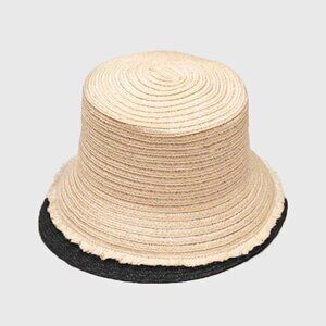 NEW Eugenia Kim Jonah Natural/Black Vented Straw Tall Bucket Hat